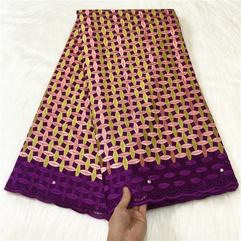 

5 Yards African Swiss Voile Lace Fabric Embroidery Lace Trim High Quality African Dry 100% Cotton Lace Fabric For Wedding L11034