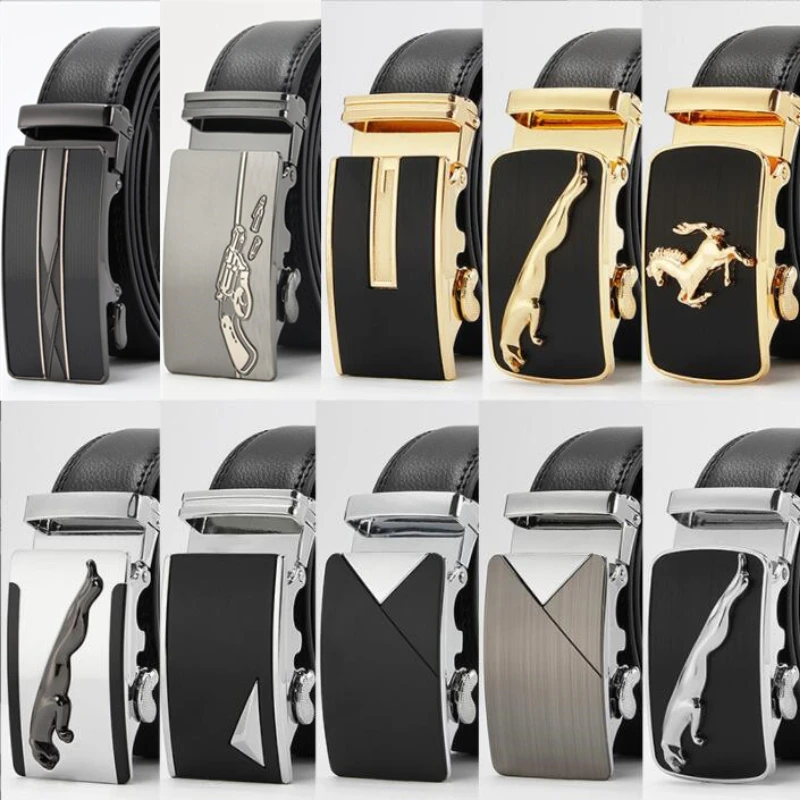 New Designer Belts for Men Metal Automatic Buckle Split Leather Waist Belt for Luxury Fashion Cowhide Men's Belt Free Shipping