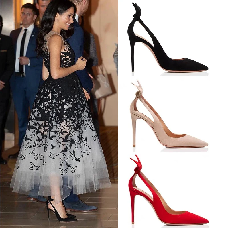 Black High Heels Women Pumps 10Cm Sexy Pointed Toe Shallow Stiletto Temperament Suede Office Dress Party Shoes Spring Autumn