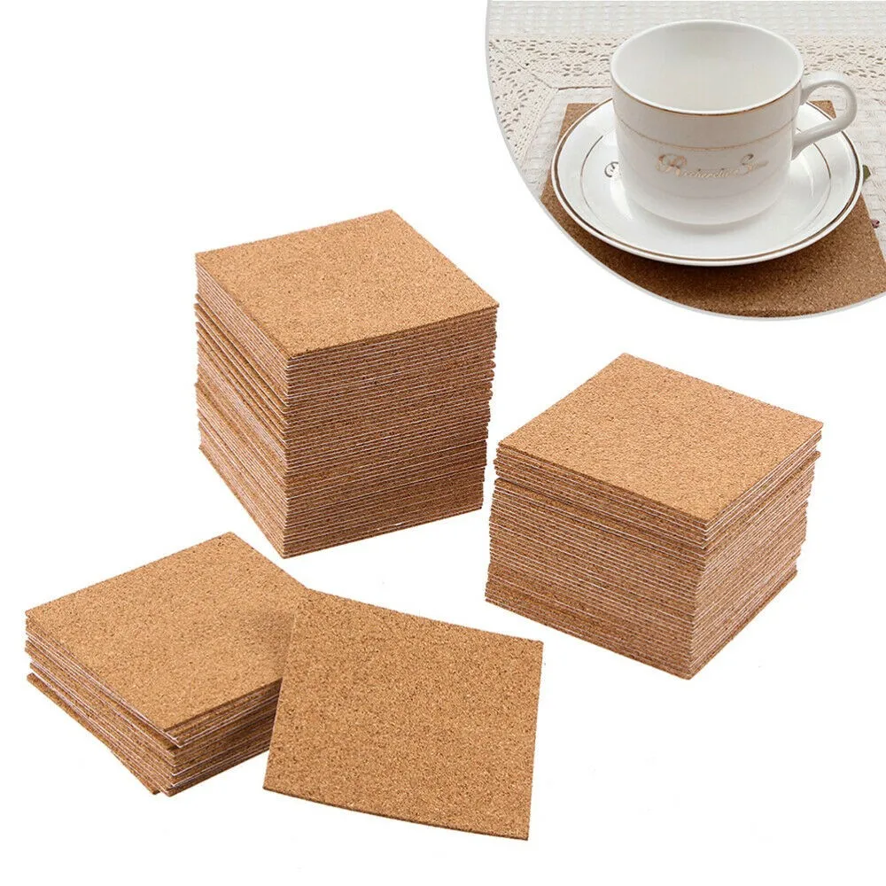 

10Pcs Self-Adhesive Cup Mat Square Cork Coasters Wine Drink Coffee Tea Cup Mats Non-slip Table Pad For Home Office Kitchen