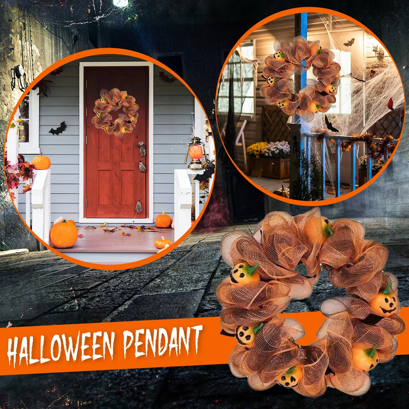 

Halloween Wreath Wreath Party Decoration Scene Arrangement Pumpkin Sunflower Wreath Door Ornament