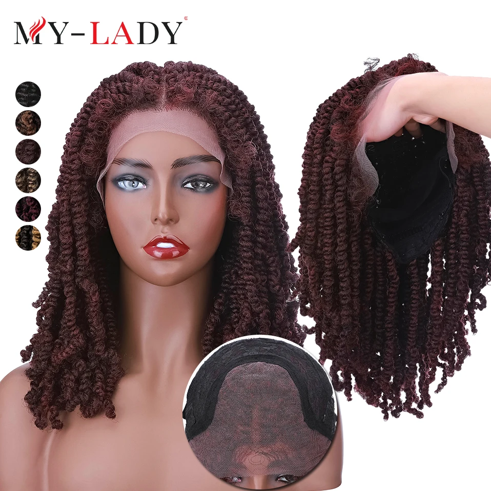 My-Lady 17inches Synthetic Lace Front Passion Twist Wigs African Short Red For Brizilian Woman Afro People Braided Hair Wig