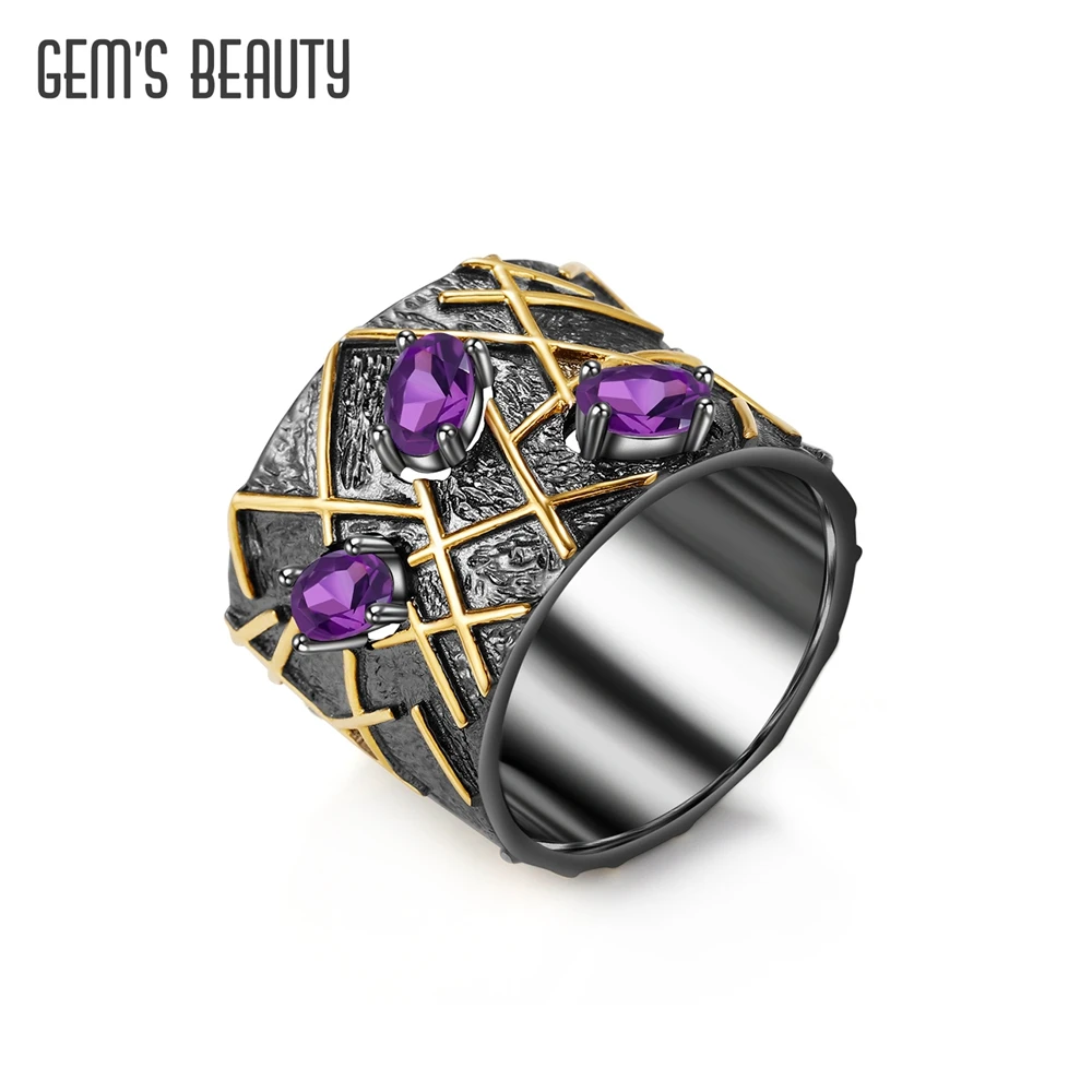 

GEM'S BEAUTY Branches 925 Sterling Silver Black Plated Ring For Women Handmade Original Creative Fine Jewelry Dropshipping