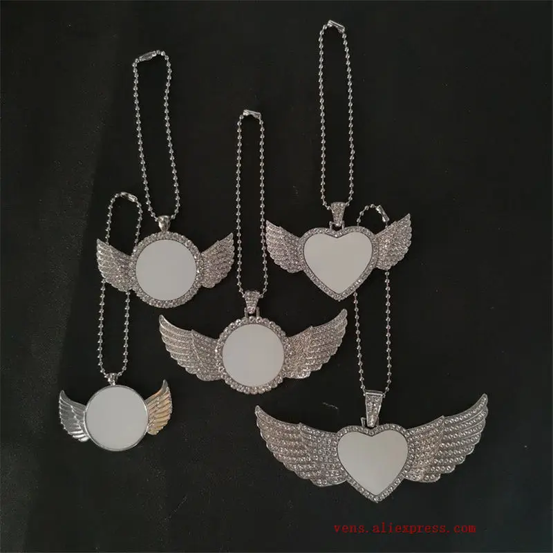 sublimation blank new wings car hanger with chains fashion hot transfer printing blank jewelry consumables 15pcs/lot