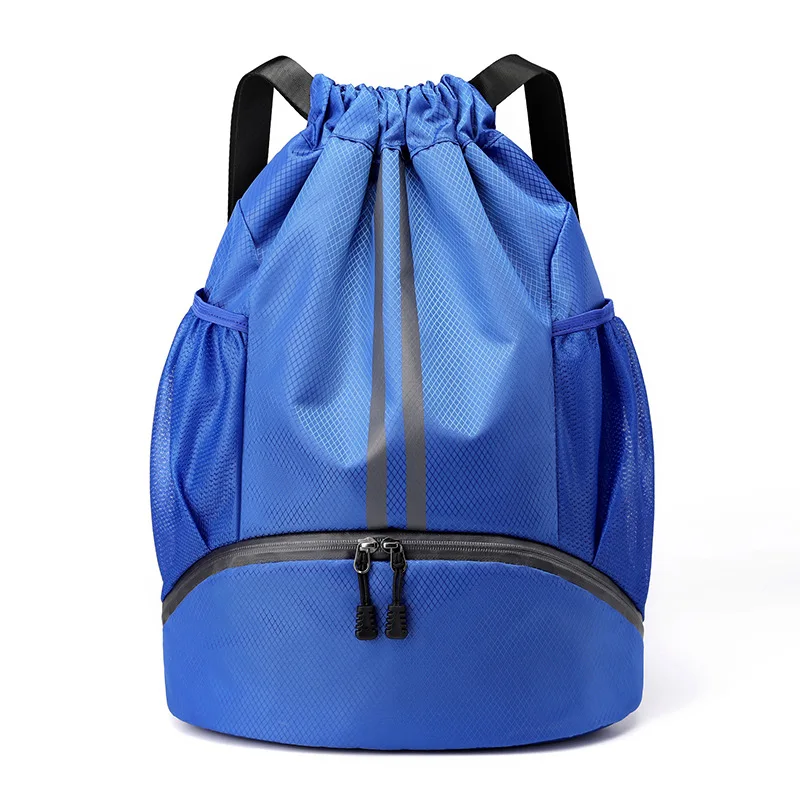 

Drawstring Backpack Sports Gym Sackpack with Side Mesh Pockets Shoe Compartment Water Resistant String Bag for Women Men