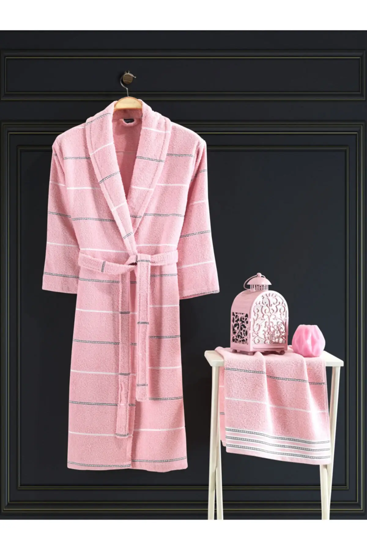 Robe Set 4 Piece Bathrobes Set 100% Cotton 4PC Men Women Bathroom Bath Towel Thick Warm Autumn Winter Nightgown Casual Turkey
