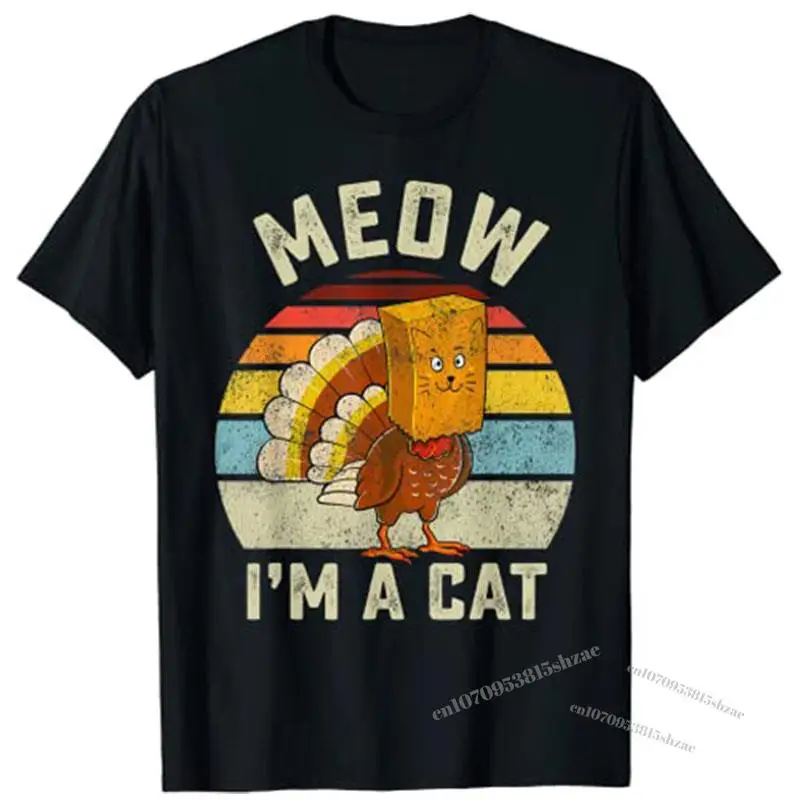 

Thanksgiving Funny Turkey Fake Cat Retro Women Men Kids T-Shirt