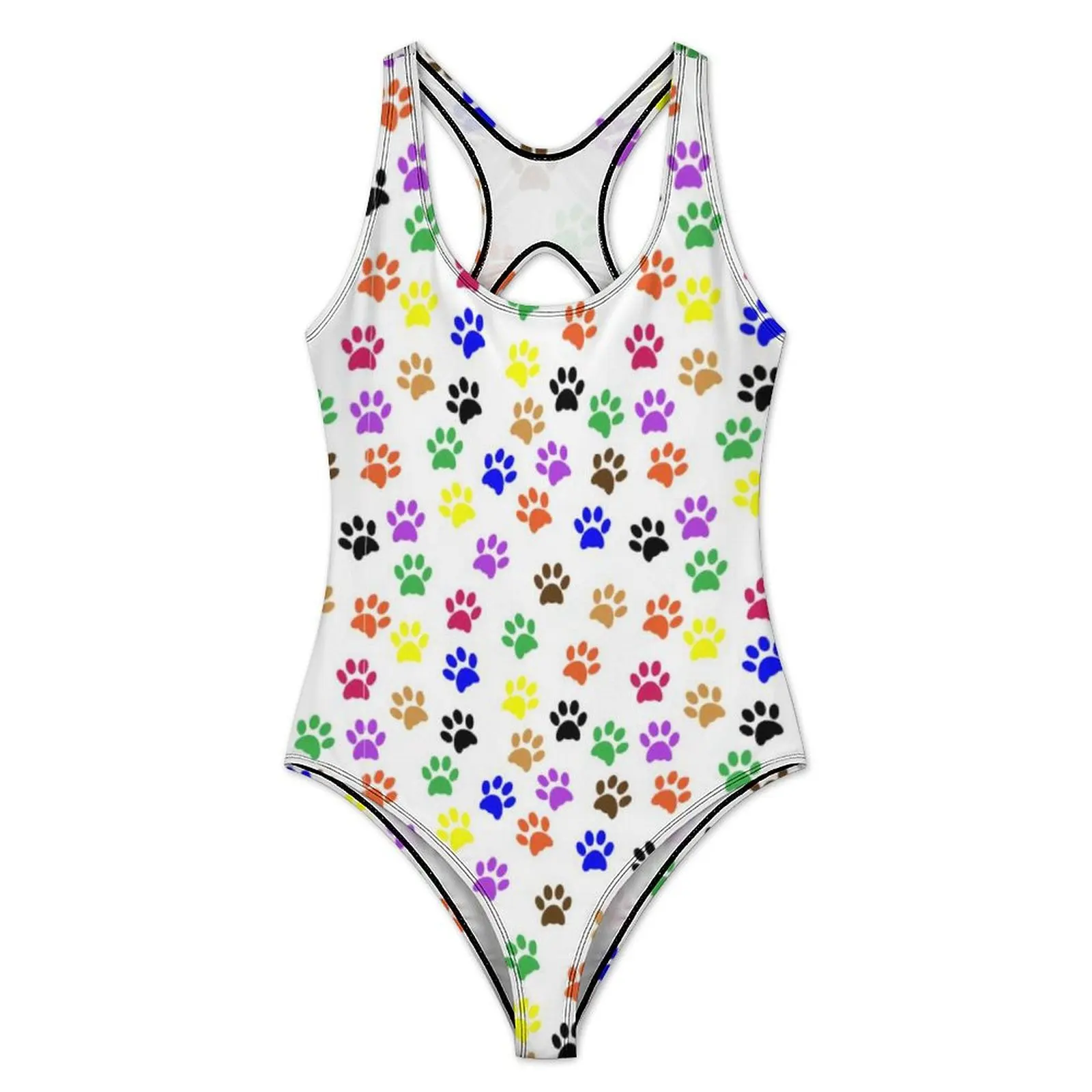 Dog Pow Art Купальник Красочные отпечатки лапши Цельный купальник Модные купальные