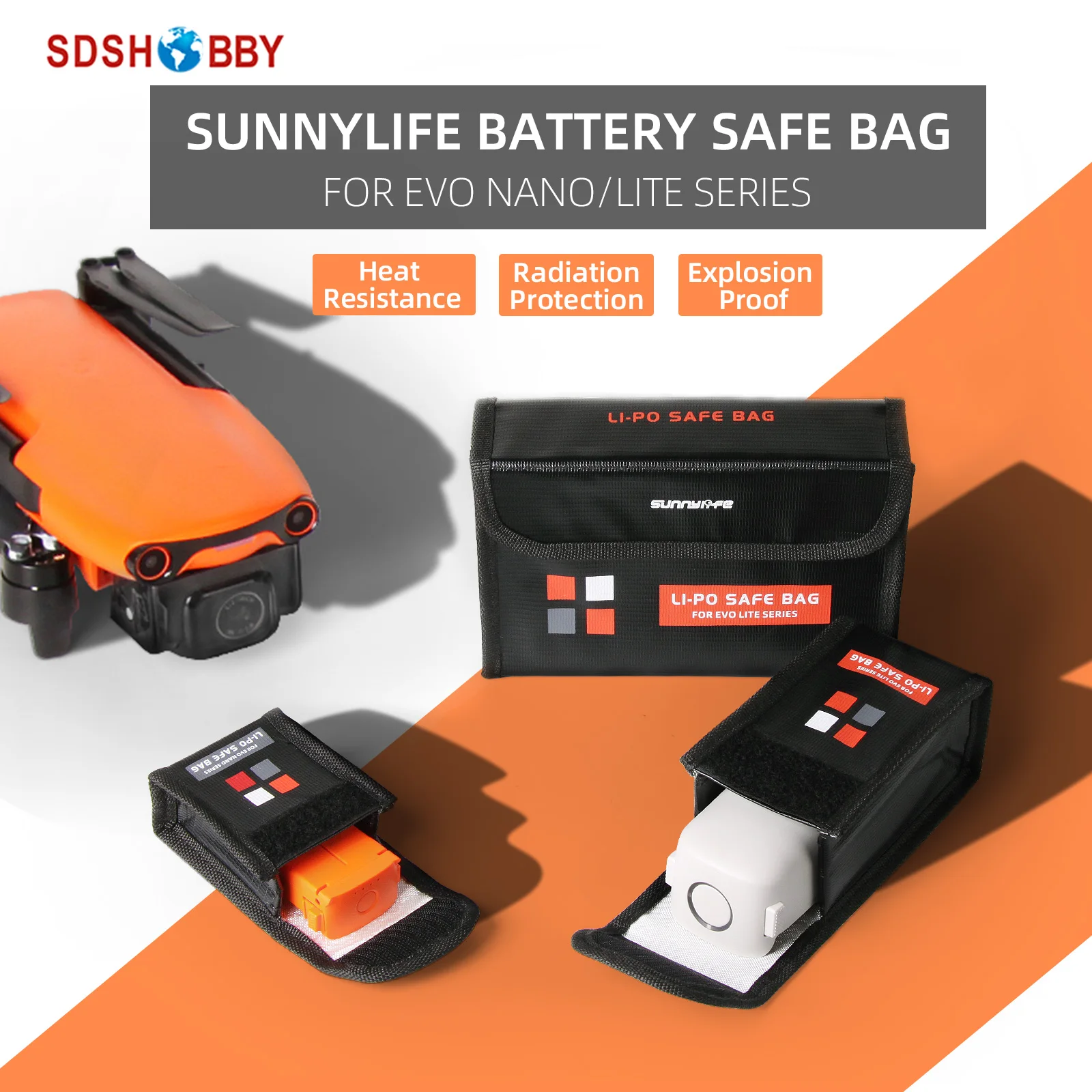 

Sunnylife, безопасная сумка для литий-полимерных аккумуляторов, взрывозащищенные сумки для хранения, аксессуары для серии EVO Nano/Lite