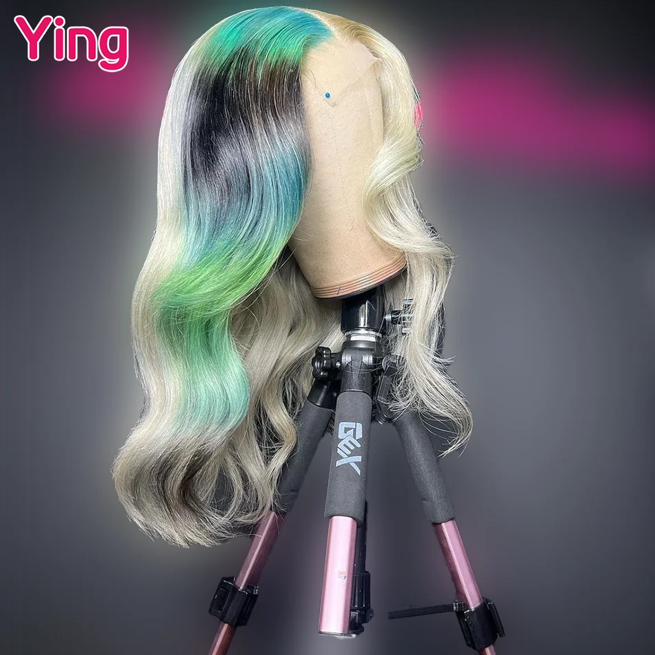 Ying Hair Malachite Bleu Body Wave Human Hair 613 Blonde 13x6 Lace Frontal Wig 180% Brazilian Remy 13X4 Transparent Lace Wig
