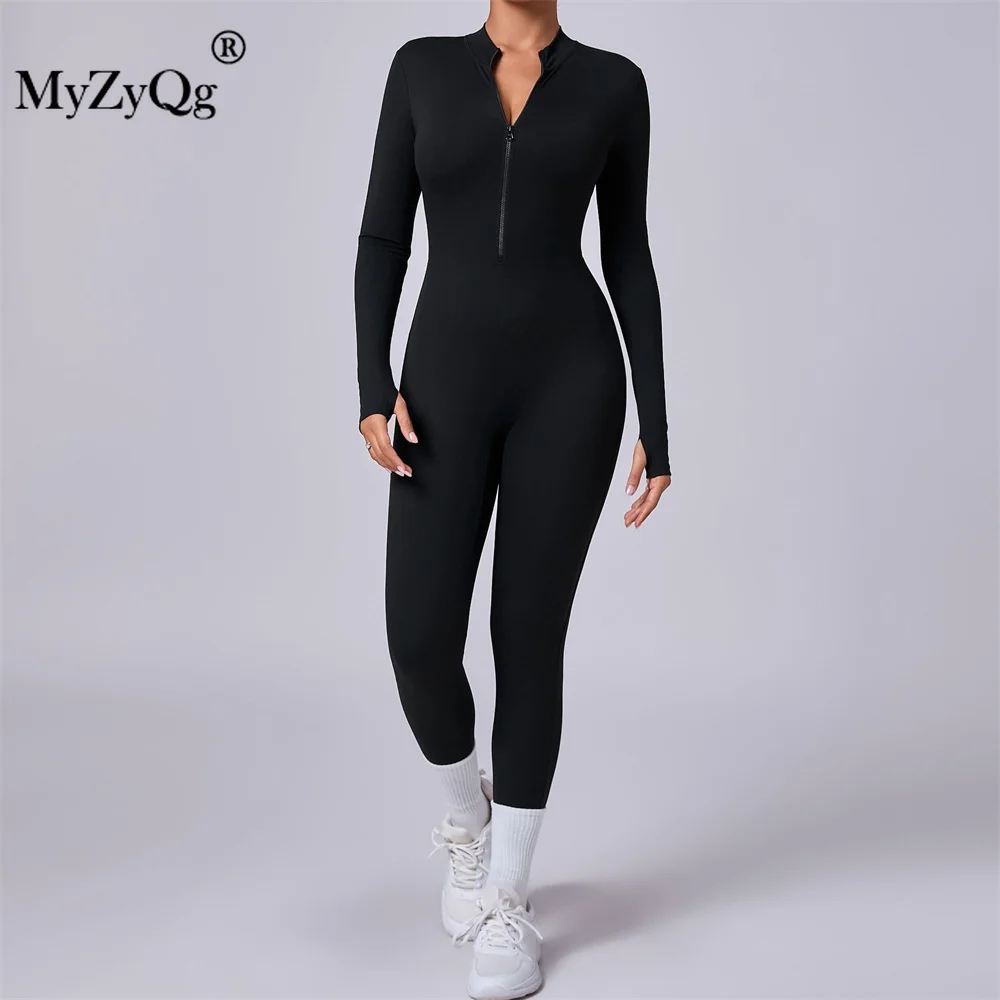 MyZyQg женский спортивный комбинезон с длинными рукавами плотный дышащий на молнии