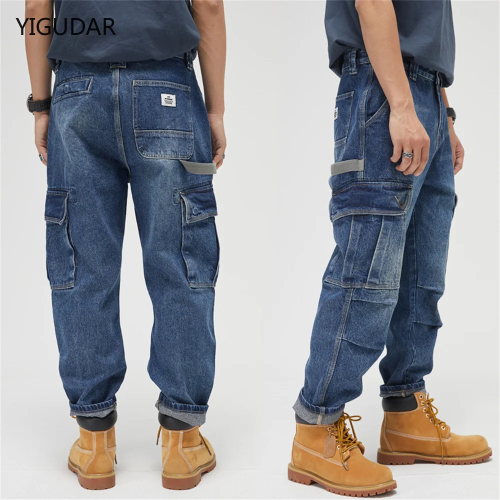 

en Jeans Pants Casual Cotton Denim Trousers Multi Pocket Cargo Jeans Men New Fashion Denim Pants Cargo Jeans Pant Men