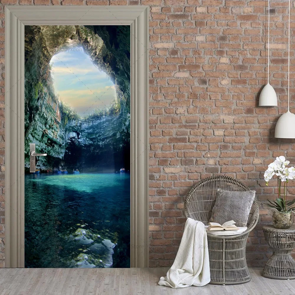 3D пейзаж дверная наклейка вид вверх к небу виниловая ПВХ водонепроницаемая