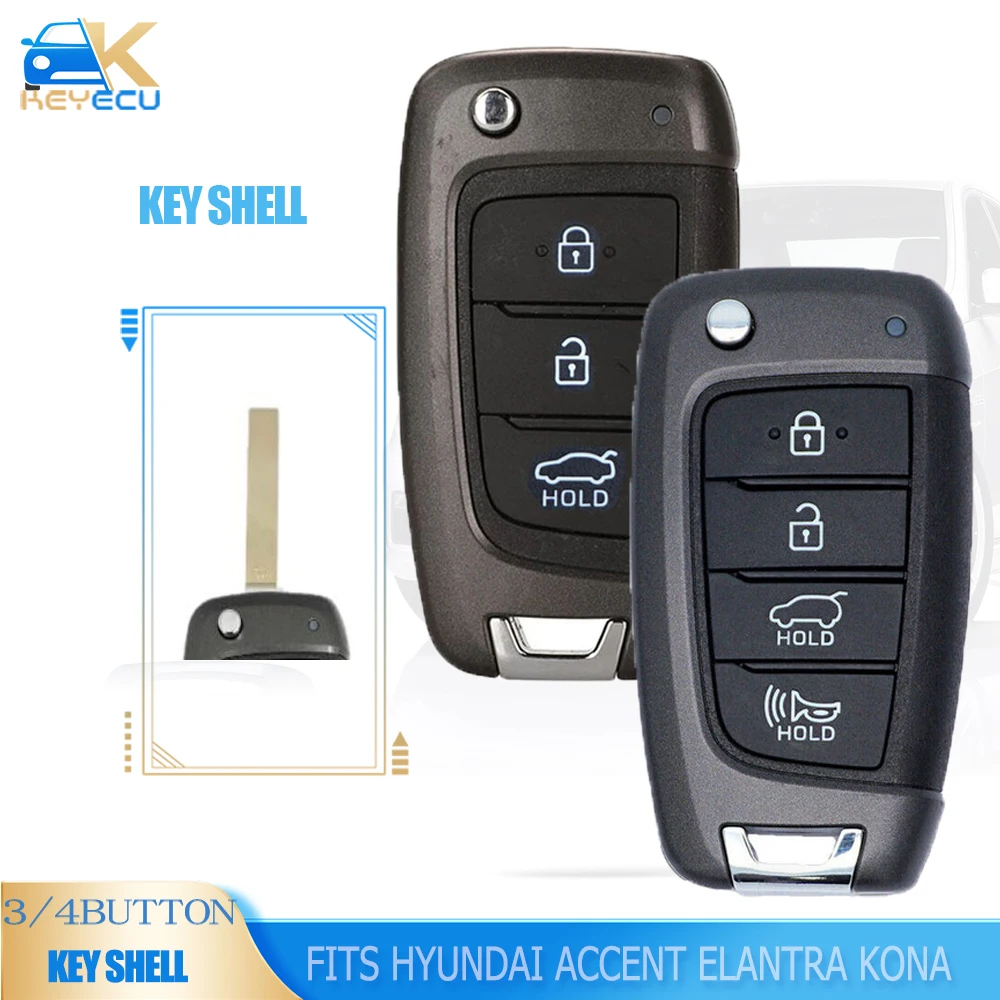 

3 Button/4 Button Remote Key Shell Case Fob for Hyundai Accent Elantra Kona Santa Fe Tucson Veloster 2018 2019 2020 2021 2022