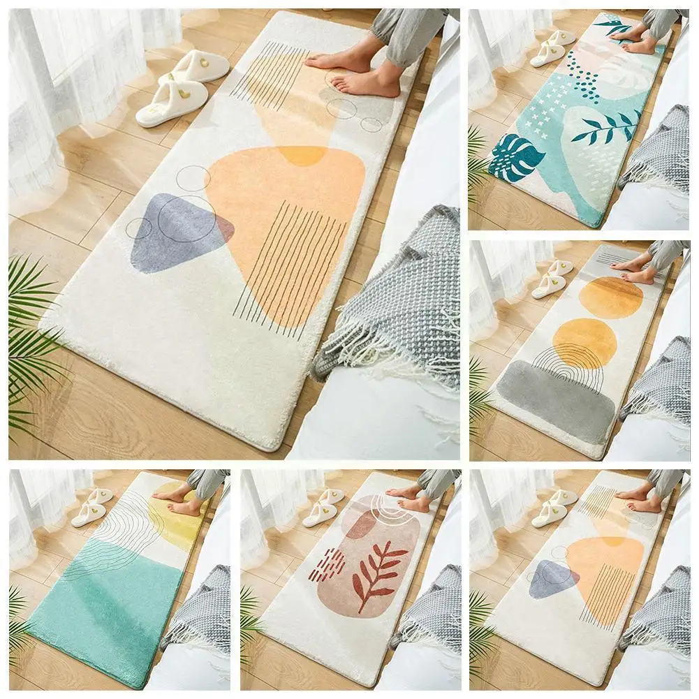 

Household Anti-slip Nordic Style Carpet Long Bedside Bathroom Modern Mats Home Room Mat Decor Decorative Living Floor Carpe G3u3