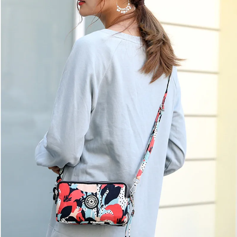 new trendy three layer women sports wallets crossbody mobile phone bag pouch messenger clutch bag coin purse outdoor handbag free global shipping