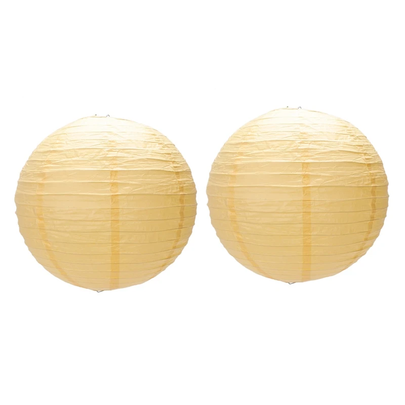 

2 X Chinese Japanese Paper Lantern Lampshade For Party Wedding, 40Cm(16 Inch ) Deep Yellow