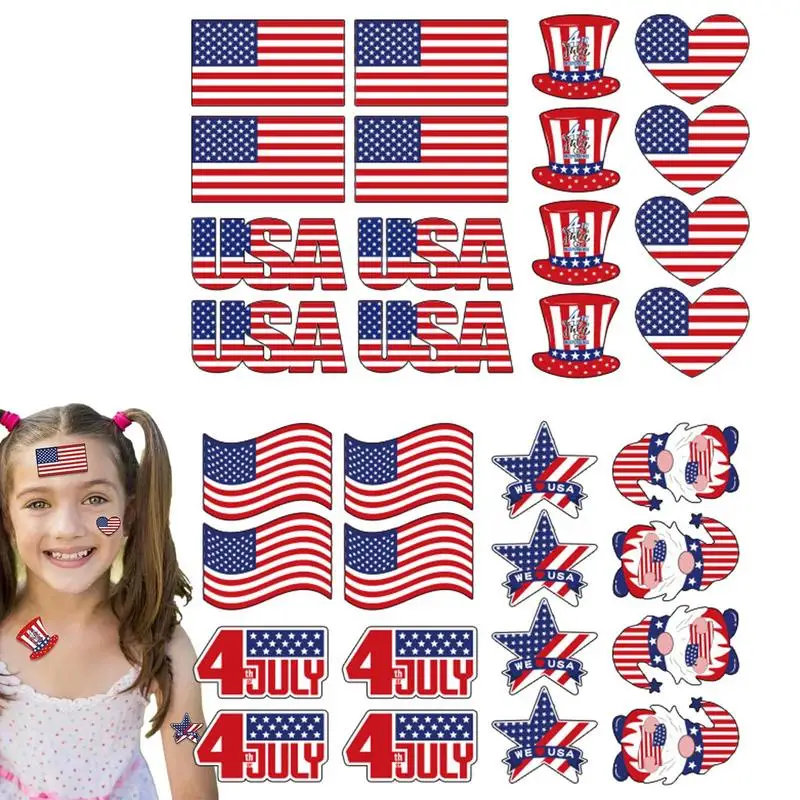 

4th Of July Stickers Patriotic Kids Body Independence Day Stickers Easy To Remove American Flag Design Paper Safe Face Decor For