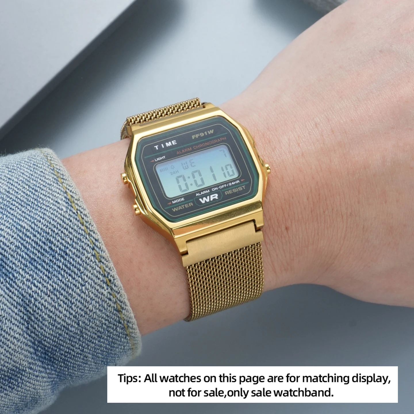 Фото Магнитный металлический браслет для часов A158 A159, совместимый с Casio A-158 159 F91W A168WE, из нержавеющей стали, выпуклый, 18 мм, ремешок для часов A700 №5