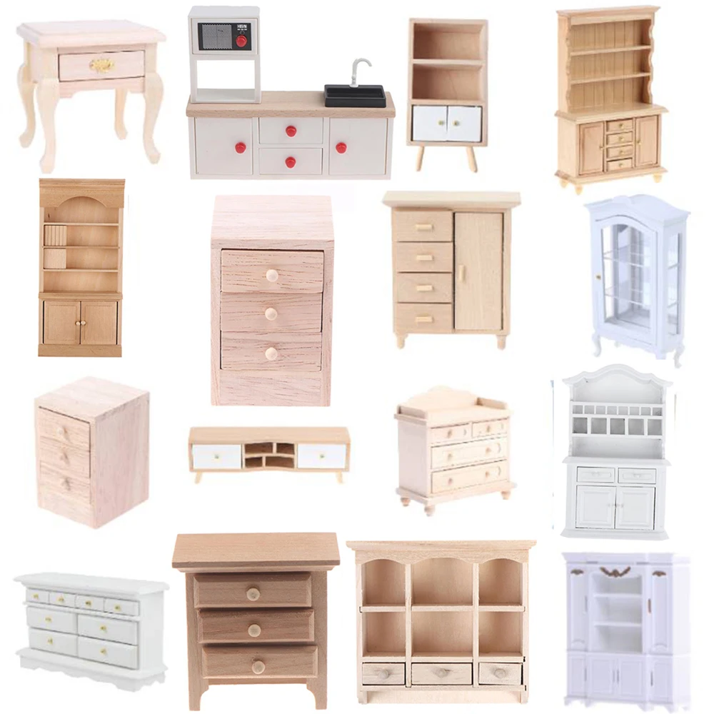 

Деревянный кукольный домик для спальни, подвесной ТВ-шкаф, модель кухни, столовой, мебель для кукольного дома, игрушки