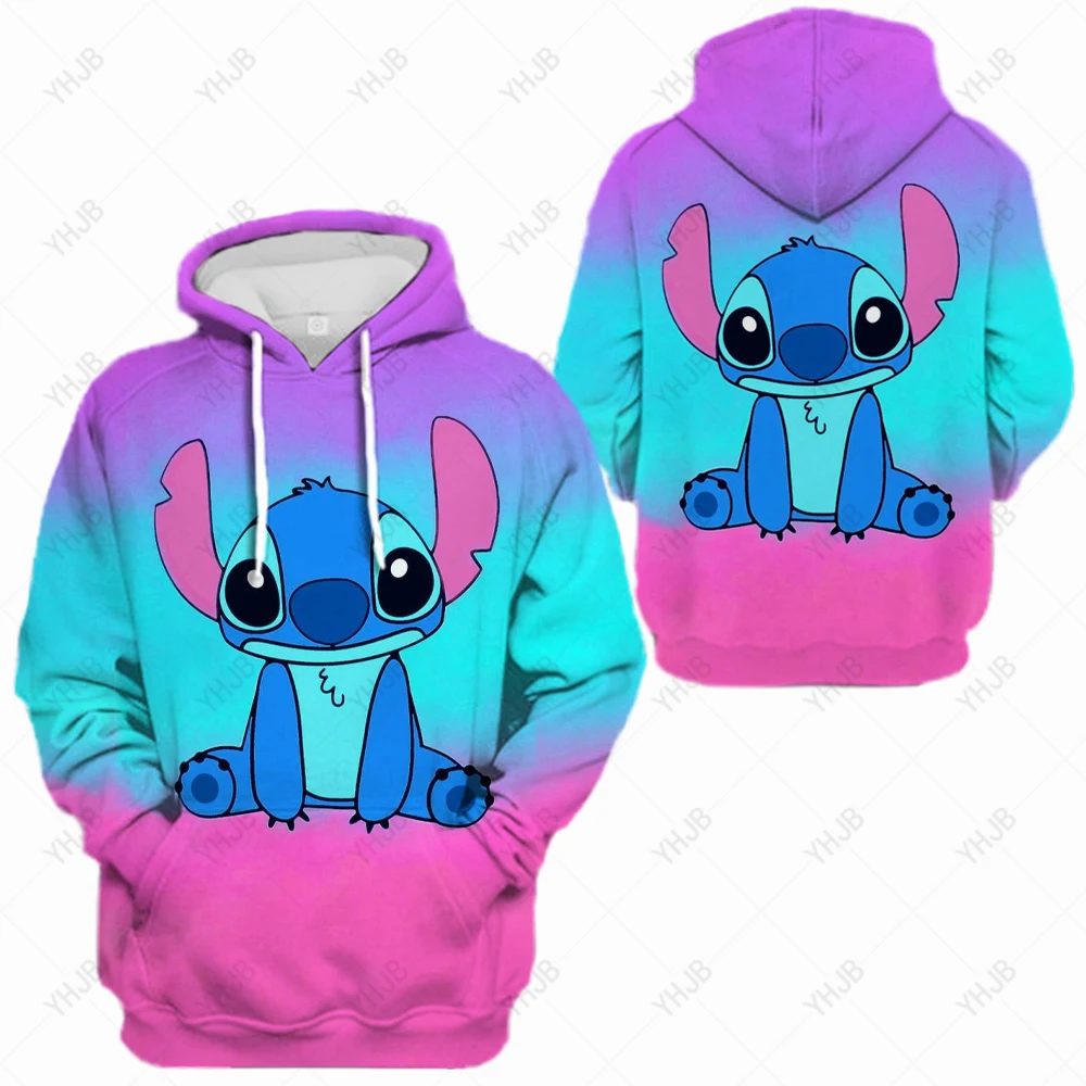 

Man Sweatshirt Disney Lilo & Stitch 3D Print Men Hoodies Pocket Cartoon Anime Harajuku Style Women Oversized Jacket Coat