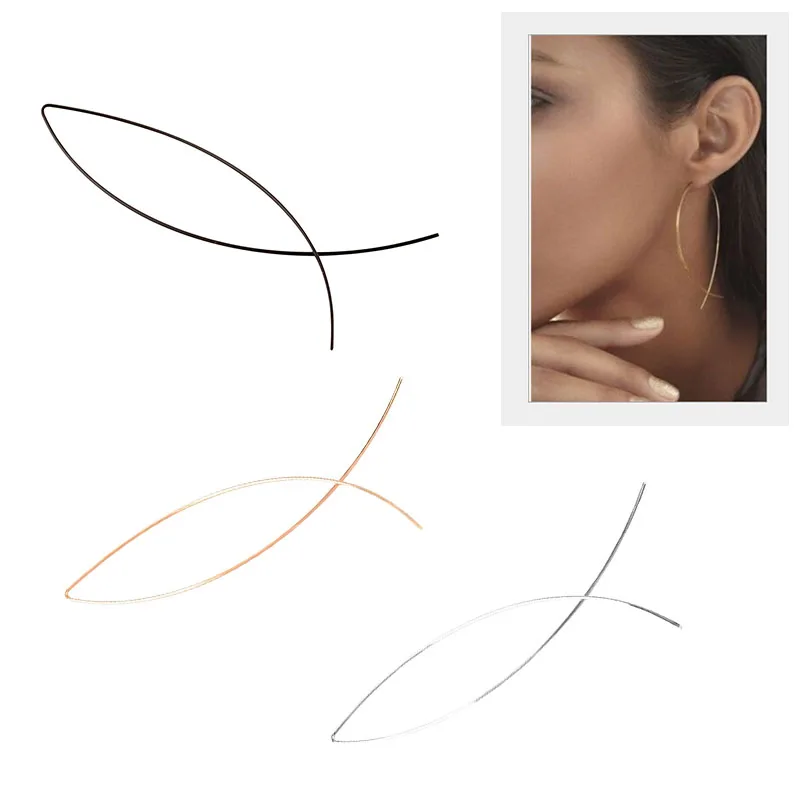 

1 Pair Simple Personality Travel Street Shooting Copper Fish Shape Handmade Earrings Jewelry for Women