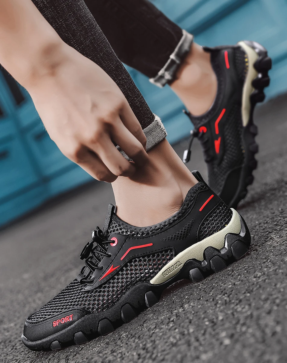 2023 Men's Sandals Non-Slip Breathable Wading Creek Shoes Casual Summer Hiking Mesh Outdoor Shoes Large Size 38-46Size Shoes
