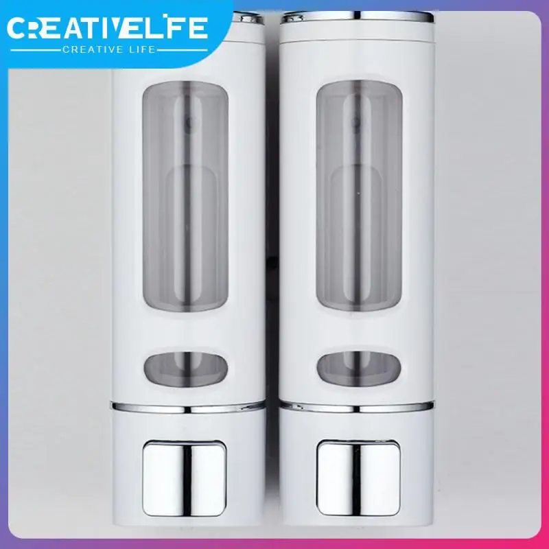 

Large-capacity Cup Body Self Adhesive Bottles Holder Tray Convenient Cleaning Manual Touchless Hand Sanitizer Wall-mounted Abs