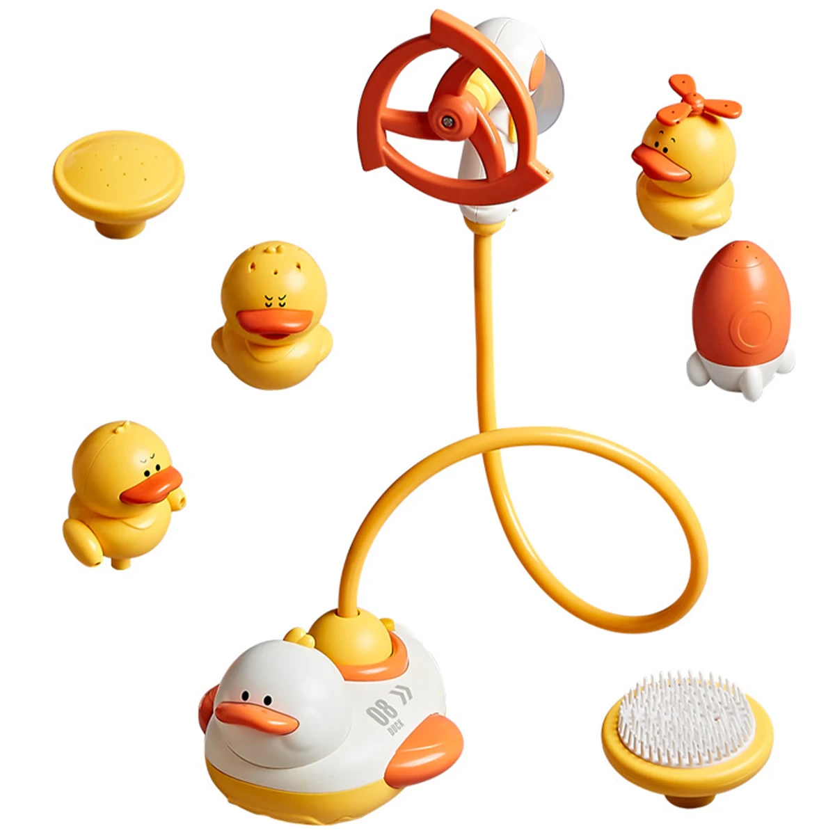 

Automatic Water Spray Bath Toy for Babies 5-in-1 Bath Waterfall Toy with 2pcs Suction Cups Waterwheel Bath Toy for Fine Skills