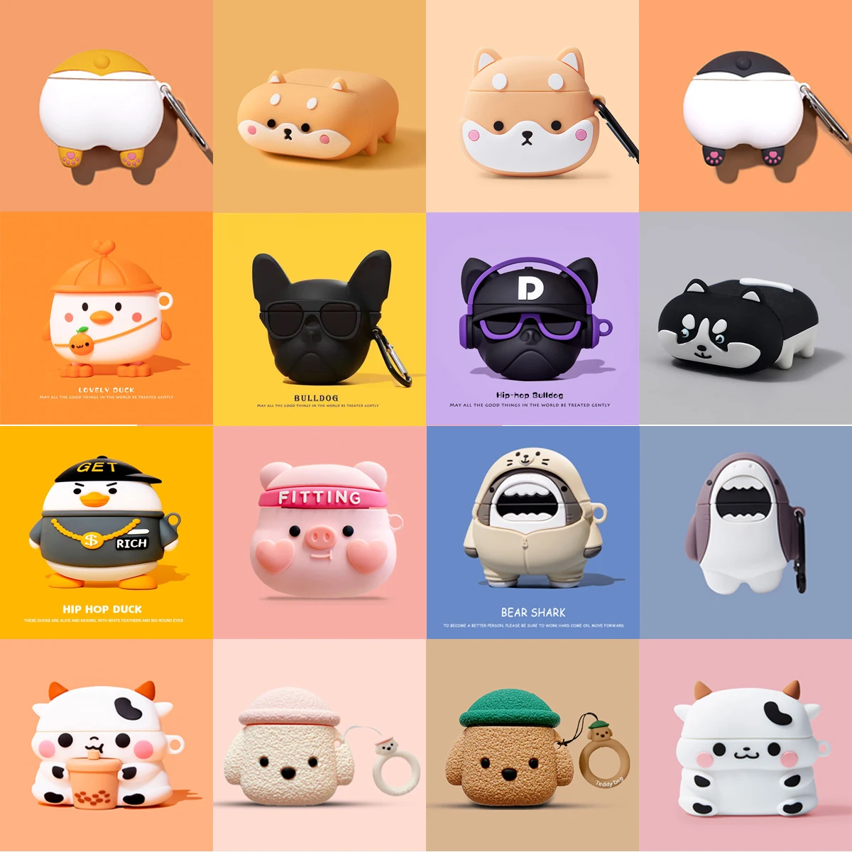 3D Cartoon Bulldog Dog Silicone for Apple Airpods 1 2 3 Gene