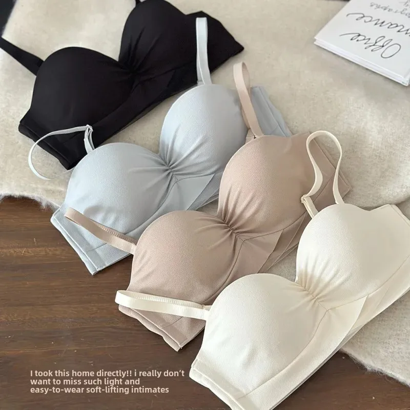 Кремовые мягкие эластичные женские бюстгальтеры без морщин половина чашки