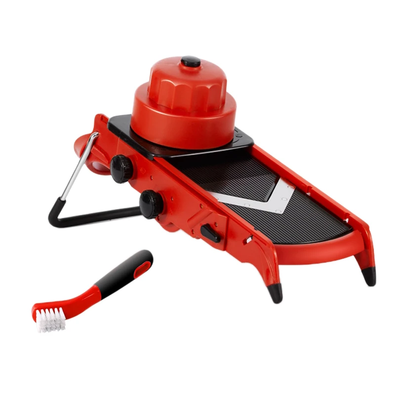 

Kitchen All in 1 V-Blade Adjustable Mandoline Slicer Vegetable Slicer and Chopper Cheese Slicer Red