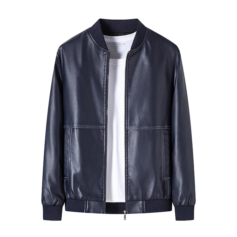

Leather Jackets Men Zipper Business Clothing Casual Trendy Motorcycle Clothes Fashion Mens PU Leather Jackets High Quality 147