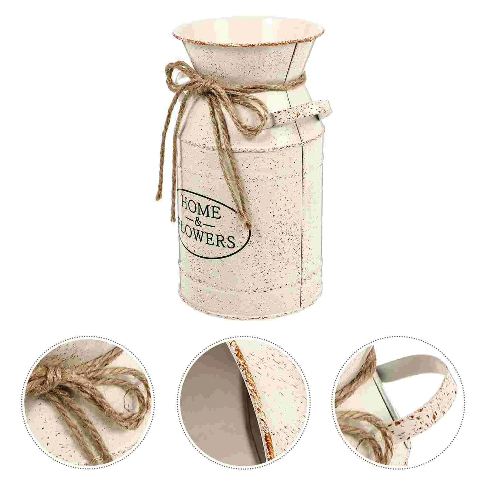 

Vase Flower Bucket Metal Farmhouse Can Jug Rustic Galvanized Pitcher French Planter Vases Shabby Chic Vintage Iron Decorative