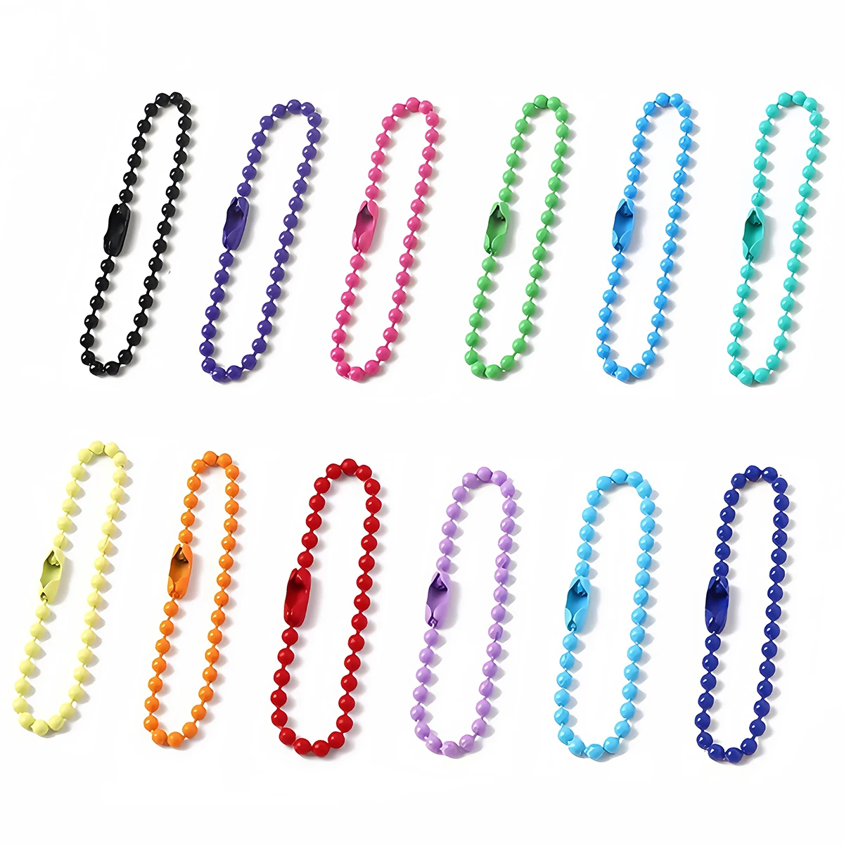 20/50 個のカラフルなボールビーズチェーン 10/12 センチメートルキーチェーンチャームハンドタグコネクタ DIY ブレスレットジュエリー作成アクセサリーに適合
