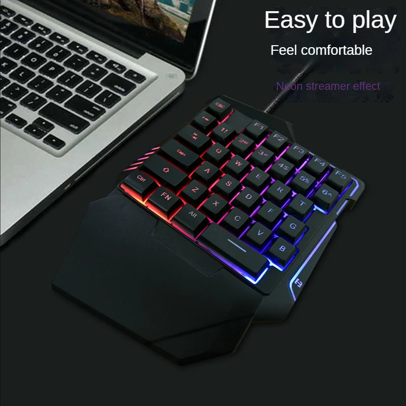 

USB Wired Gaming Keyboard with LED Backlight 35 Keys sades Wide Hand Rest One-handed Membrane RGB gaming Keypad for LOL/PUBG/CF