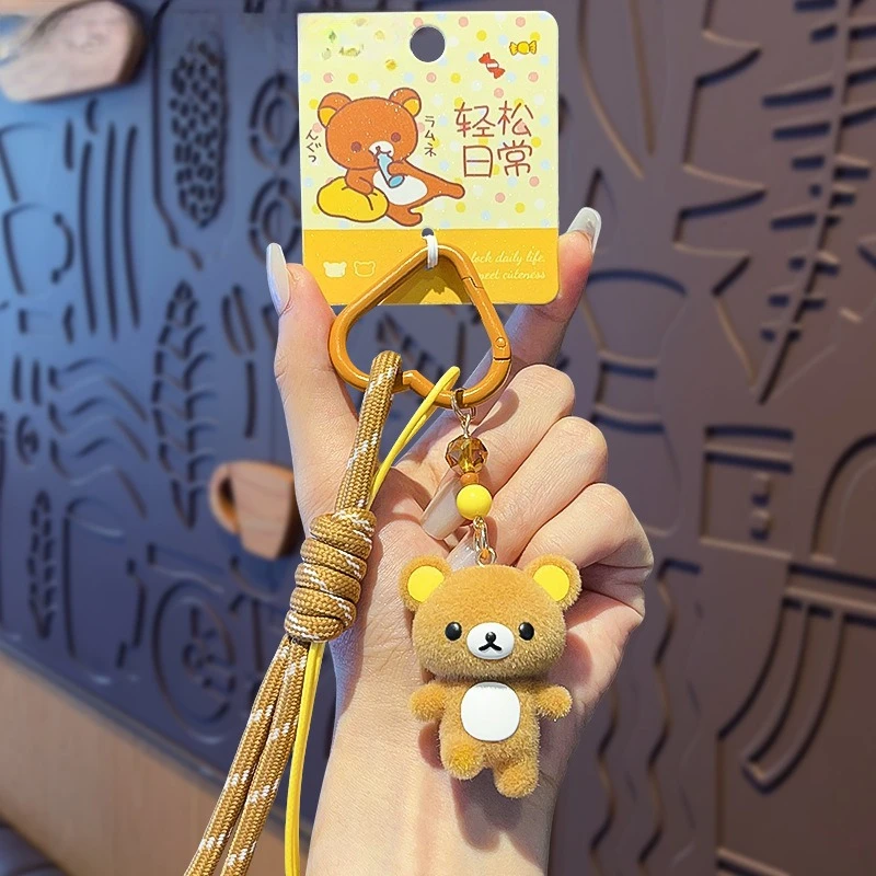 Фото Новый креативный брелок-ремешок для телефона Rilakkuma, стильный брелок для пары, яркий и красивый, для студенческого пенала, для наушников, изысканный кулон №4