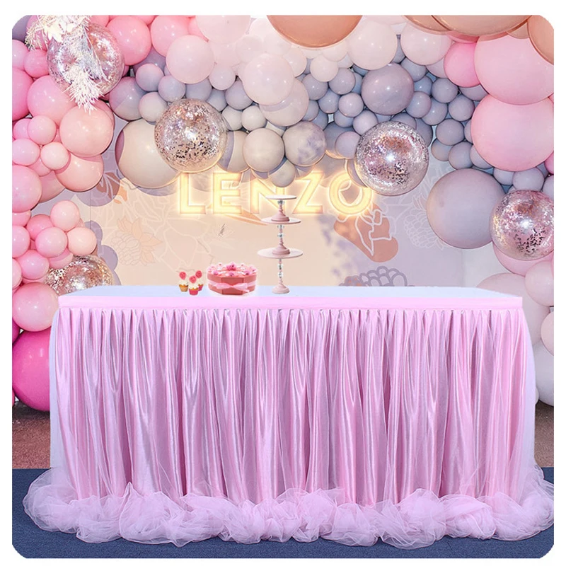 

183x77cm Tutu Table Skirt Cover Birthday Tulle Table Skirting for Baby Shower Party Banquet Wedding Festival Home Decoration
