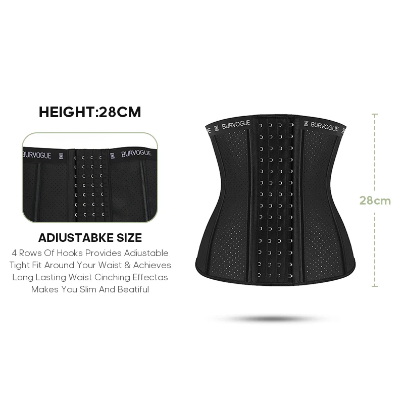 Burvogue Waist Trainer for Women Latex Underbust Bustiers Mesh Corsets Sports Waist Trimmer Belt Hourglass Control Body Shaper