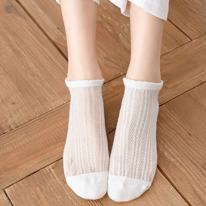 

1/5 Pairs/Set Women Silicone non-slip invisible Socks Summer Solid Color Mesh Ankle Boat Sock Female Cotton Slipper No show Sock