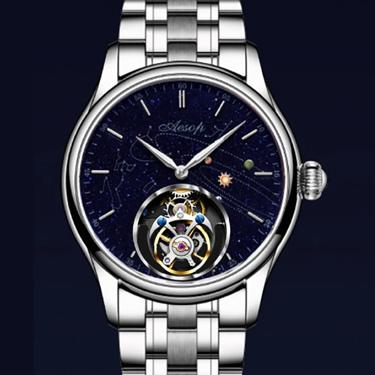 

AESOP Luxury Brand Tourbillon Mechanical Watches Sapphire Skeleton Waterproof Men Watch 2022 Touribillon Men Watches Male Clock