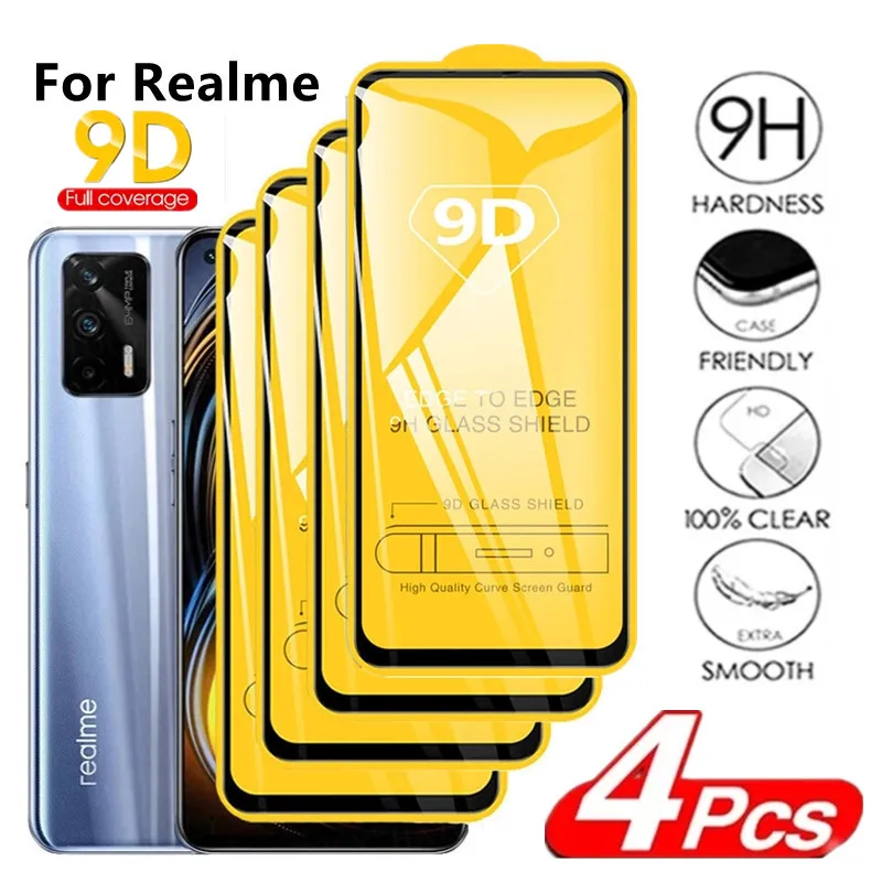 

1-4Pcs 9D Tempered Glass for Realme 9i 9Pro 9 8 7 Pro GT 5G Neo Screen Protectors for Realme C3 X2 Pro XT Narzo 30 Neo 2 C21 8i