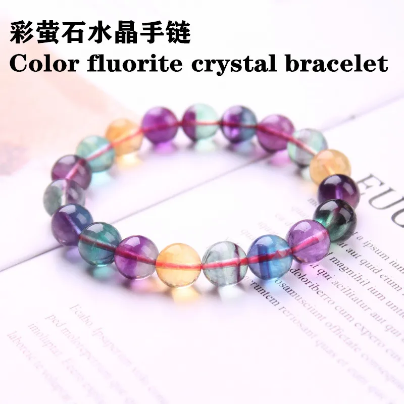 

Natural Crystal Bracelet High Ice Transparent Oil Color Fluorite Single Ornament Wholesale