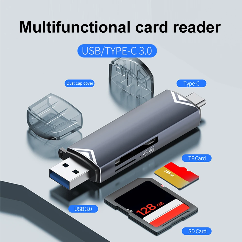 

SD/TF Memory Card Reader USB3.0 USB/Type-C Multifunctional Card Reader 5GBPS Transfer Speed Support OTG for Iphone Mac