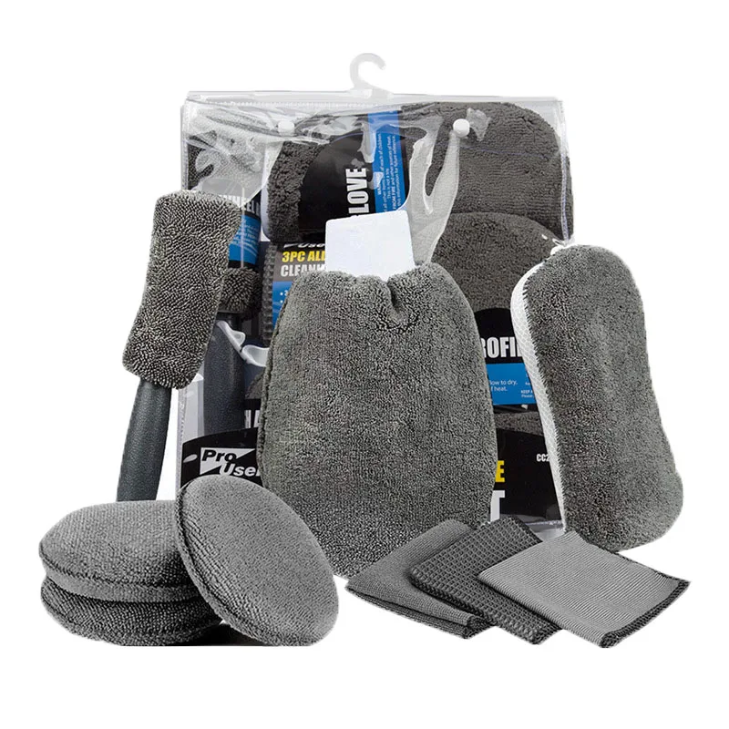 

9pcs Set Auto Cleaning Tools Microfiber Towel Tire Brush Absorbancy Glove Detailing Motorcycle Car AccessoriesWasher Care