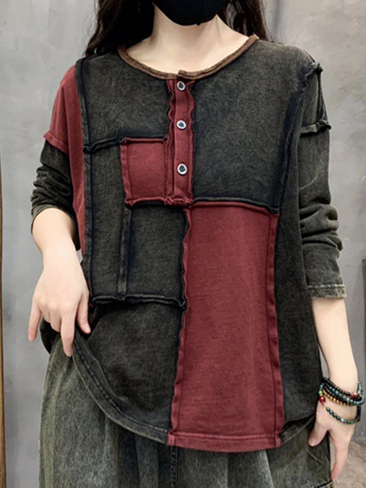 Женская винтажная футболка с круглым вырезом