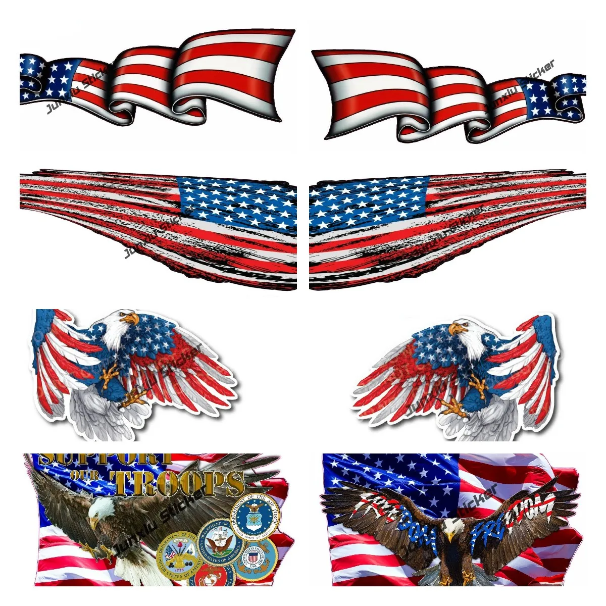 Brushed American Flag Stripes Large Decal Golf Cart Graphics