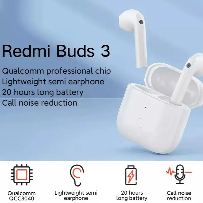 Bluetooth наушники Xiaomi Redmi Buds 3 TWS микрофон чип QCC 3040 IP54 Tahan Air AptX |