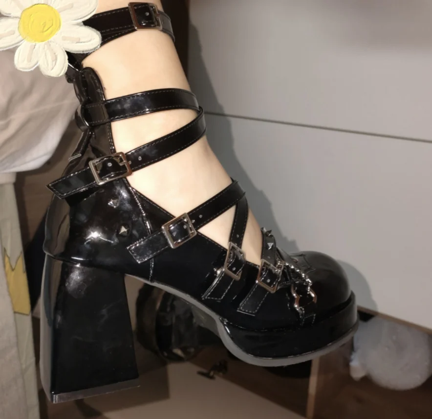 

GIGIFOX Y2K Girls Platform High Heels Mary Janes women's Pumps Buckle Strappy Cosplay JK Punk Fashion Autumn Summer Shoes