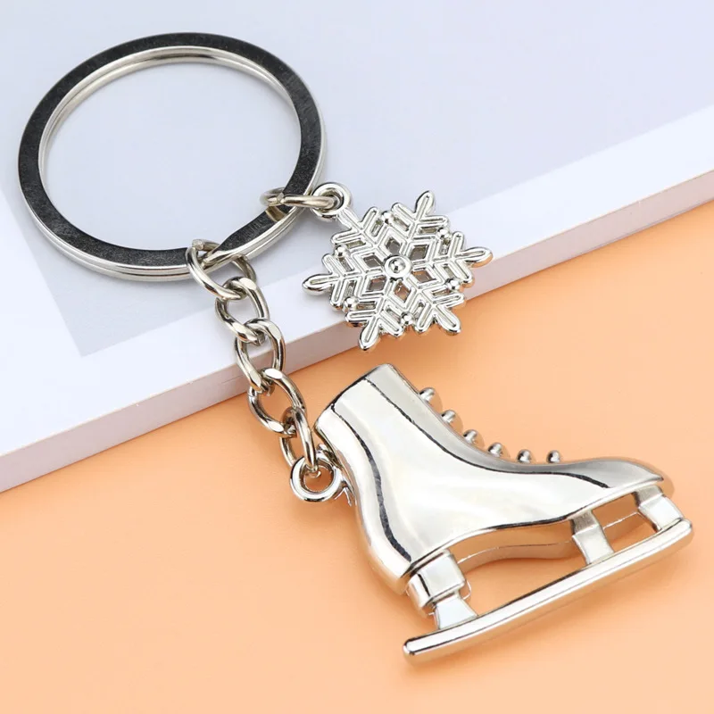 

1pc Silver Color Ice Skates Snowflake Pendant Key Ring Skating Key Chain Keychain Jewelry For Winter Gift